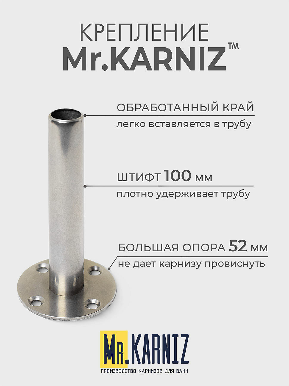 Карниз для душа Угловой Трапеция 80х80 Усиленный 20 мм фото 5
