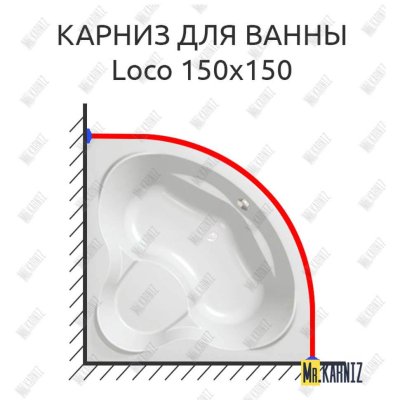 Карниз для ванны Kolpa-San Loco 150х150 Усиленный 20 мм MrKARNIZ