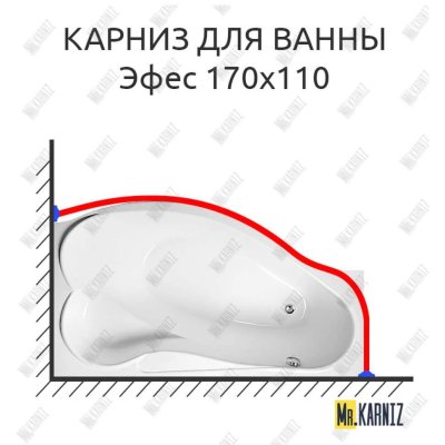 Карниз для ванны Eurolux Эфес 170х110 Усиленный 20 мм MrKARNIZ