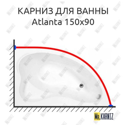 Карниз для ванны Aquanet Atlanta 150х90 Усиленный 20 мм MrKARNIZ