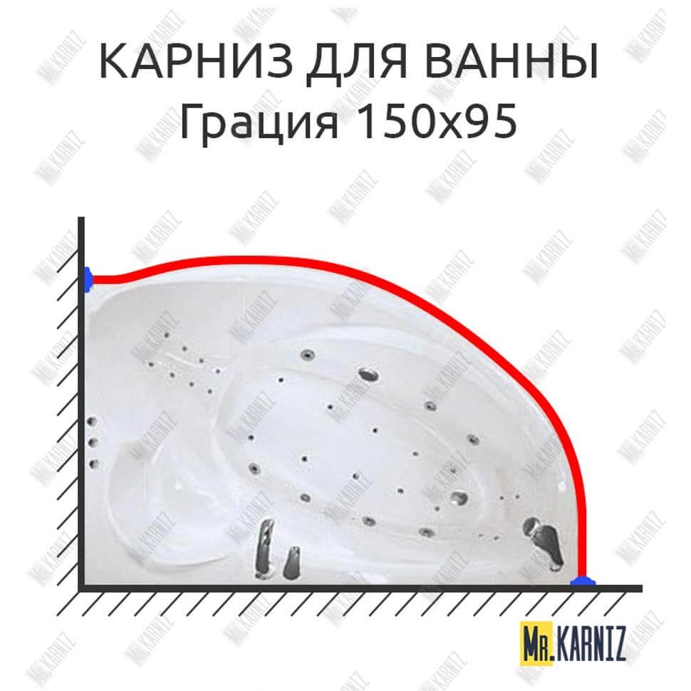 Карниз для ванны Цвет и стиль Грация 150х95 Усиленный 20 мм MrKARNIZ Карниз для ванны Цвет и стиль Грация 150х95 Усиленный 20 мм MrKARNIZ