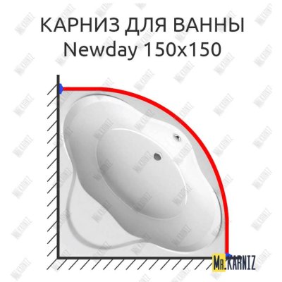 Карниз для ванны Ravak Newday 150х150 Усиленный 20 мм MrKARNIZ