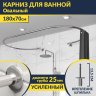 Карниз для ванны Овальный 180x70 с разрывом, крепление шпилька фото 1